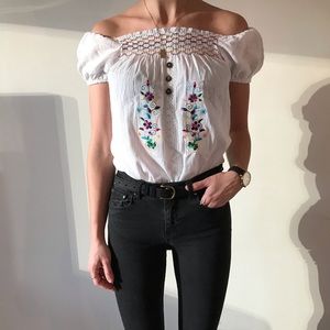 White tank top with pink flowers